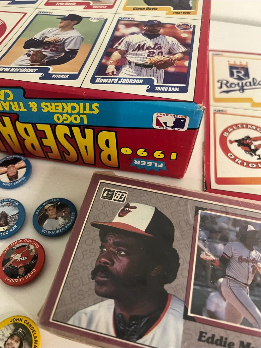 Vintage Baseball Card & Pin Lot — Multi-Color Collectible Set
